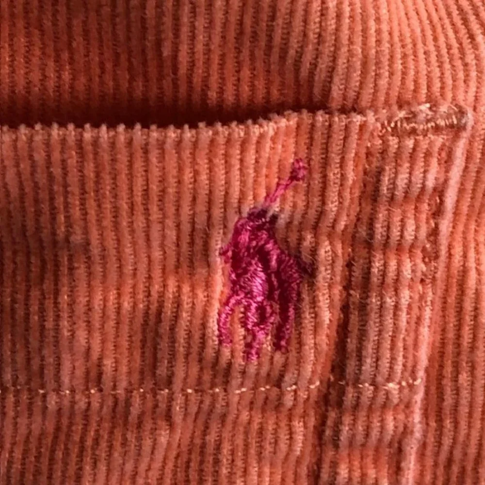 RALPH LAUREN Y2K Corduroy Orange Overall Jumper Dress 4